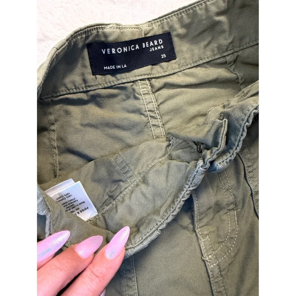 Veronica‎ Beard Jeans Olive Green Paint Splatter Carpenter Pants Size 25 - Picture 5 of 9